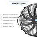 16 Inch Slim Fan Push Pull Electric Radiator Cooling Fan Universal High Performance 12V 120W Motor with Fan Mounting Kit (Black)