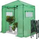 EAGLE PEAK Instant Pop-up Greenhouse, Indoor Outdoor Plant Gardening Green House, Roll-Up Zipper Doors and Side Windows, Walk in 6x4 ft, PE Cover, Green/Clear