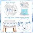 Winter Onederland 1st Birthday Decorations, Arctic Polar Animals Blue Silver Balloon with Backdrop Cake Topper One High Chair Banner Number 1 Foil Balloon for Boys Girls 1st Birthday Party