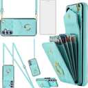 Asuwish Phone Case for Samsung Galaxy A16 5G/4G Wallet Cover with Tempered Glass Screen Protector and Crossbody Wrist Strap Ring RFID Blocking Credit Card Holder Leather Cell A 16 Women Men Girls Teal