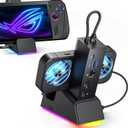 JSAUX Docking Station for ROG Ally X/ROG Ally/Steam Deck/Legion Go, 7-in-1 ROG Ally X Dock with RGB Cooling Fan, HDMI 4K@120Hz, Gigabit Ethernet, Dual USB & USB C 3.0, 100W PD Charging - HB0705