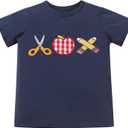 OBEEII Back to School Outfit Toddler Boy Short Sleeve Graphic Shirt Gingham Shorts First Day of School Summer Clothing Set