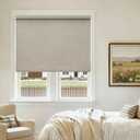 Blackout Roller Shades Cordless Blinds for Windows, Free-Stop Shades with Valance, Thermal Insulated Linen Fabric UV Protection Natural Woven Beige Blinds for Home and Office Oatmeal, 46" W x 72" H