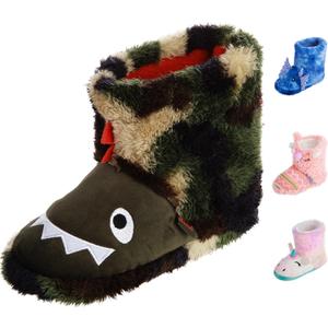 totes Unisex-Child Bootie Slippers (9-10 Little Kid, Kids Dinosaur)
