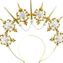 Roaring Good Time Halo Crown Headband Baroque Goddess Headbands Cosplay Pageant Festival Renaissance for Women Boho Wedding Headpiece Costume