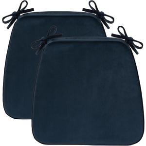 Dining Chair Cushions Set of 2-2" Thick High-Density Foam Chair Pads with Ties and Non-Slip Bottom, Removable Washable Cover for Dining and Kitchen, 17"x16", Navy Blue