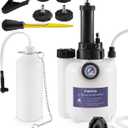 3L Brake Fluid Bleeder Kit w/ 1L Catch Bottle, Pressure Brake Bleeding Tool, Manual Power Bleeder Pump for Flush Brakes and Clutch System, Upgraded Adapters (43.5/45/49.5/50.7mm), White