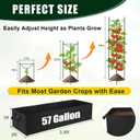 BobbleT 3 Pack Heavy Duty Tomato Cages with 57 Gallon Grow Bag, 48" Adjustable Tomato Trellis for Raised Garden Bed, Sturdy Triangle Plant Support for Climbing Vegetables, Cucumbers & Garden Plants