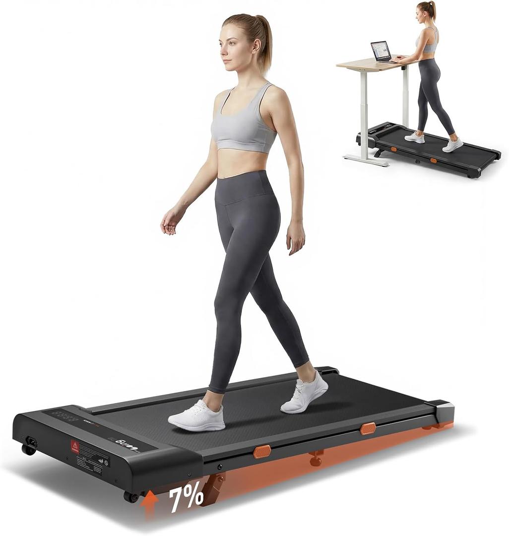Cybergoing T10 Walking Pad Treadmill with Bosch® Motor, Under Desk Treadmill, Fixed 7% Manual Incline, Up to 4 MPH, 2.5HP, 300lb Capacity, App + Remote, 15"x36" Belt, Treadmills for Home