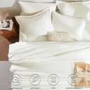 CozyLux King Size Comforter Set Ivory Seersucker 7 Pieces Bed in a Bag King Comforter Set with Sheets, Luxury Soft Bedding Sets with Down Alternative Comforter, Sheets, Pillowcases & Shams All Seasons