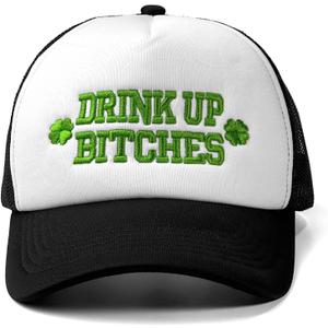 St Patricks Day hat Green Baseball Cap Shamrock Embroidered for man Women Funny (One Size, Drink_black_green)