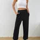 Trendy Queen Womens Sweatpants Baggy Athletic Joggers with Pockets Lounge Pants (Black, S)