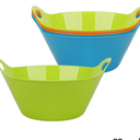 Tiawudi 6 Pack Snack Bowls (4.9L Large), Plastic Serving Bowls for Party, Large Bowls with Handles for Kitchen, Fruit, Cereal, Candy, Salad and Chip, Microwave Safe