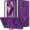 Designed for Samsung Galaxy S24 Ultra Case with Magnetic Ring Stand [Compatible with Mag-Safe][Military Grade Drop Protection][Build in Kickstand] S24 Ultra Phone Case 6.8",Purple