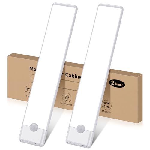 YLXS Motion Sensor Under Cabinet Lights, Magnetic Rechargeable Under Counter Closet Light, Wireless Night Light Bar Stick-On, 2-Pack, Cool White