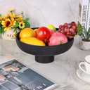 Modern Large Black Fruit Bowl - Concrete Black Pedestal Decorative Bowls, Handicraft Multi-Functional Key, Candy Bowl, Centerpiece for Entry Table, Kitchen Island Counter, Coffee Table Home Decor
