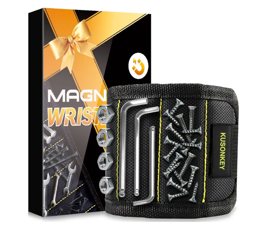 Valentines Day Gifts for Him,KUSONKEY Magnetic Wristband Tool Gift for Men Who have Everything,Wrist Magnetic Screw Holder with Strong Magnets for Holding Screws Tool for Dad,Electrician