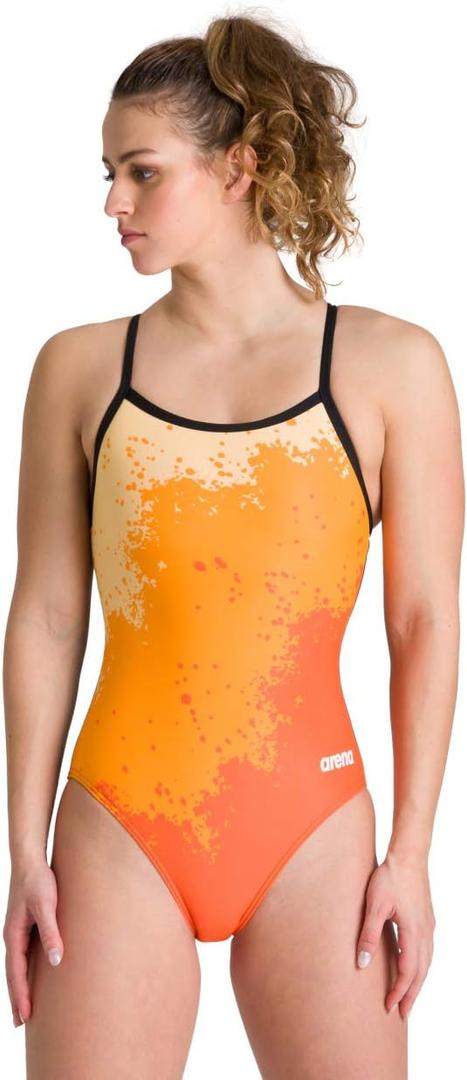 ARENA Womens Spraypaint Light Drop Back MaxLife One Piece Swimsuit (20, Nectarine)