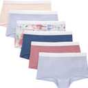 Hanes Girls' Originals Underwear,Boys'hort and Hipster Stretch Cotton,6-pack (Blush/Periwinkle/Navy - Boyshort)-16