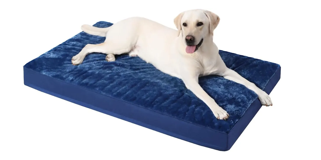 KSIIA Washable Dog Bed Deluxe Plush Dog Crate Beds Comfy Kennel Pad Anti-Slip Pet Sleeping Mat for Large, Jumbo, Medium, Small Dogs Breeds, 23" x 18", Dark Blue