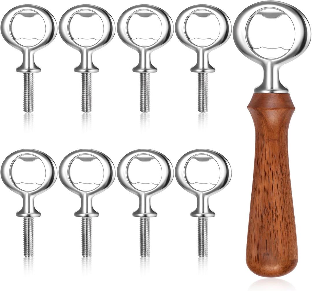 Metal Bottle Opener Kit 8 Pcs Stainless Blank Bottle Openers Inserts Hardware for Wedding Wine Party DIY Project Craft Flat Wood Turning (Silver, 8 Pieces)