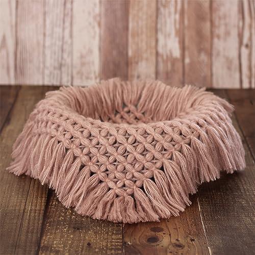 Coberllus Newborn Baby Photo Props Blanket Handmade Knitted Twist Wrap Posing Aid Backdrops for Boy Girls Photography Shoot (Dusty Pink) 18x18