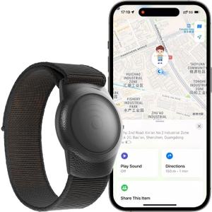 GPS Tracker for Kids, Teen, Special Needs, and Elderly, Works with Find My (iOS Only) APP, Waterproof, No Monthly Fee (Black)