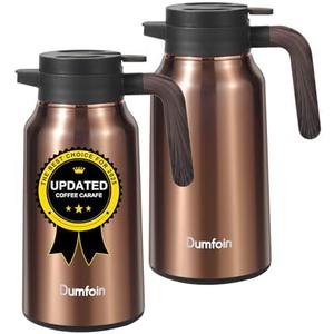 Carafes for Hot Liquids 68 oz - 12 Hour Stainless Steel Thermal Coffee Carafe-Insulated Coffee Carafes For Keeping Hot/Cold Coffee, Tea, Water, Drink Dispenser for Parties(2 gold)