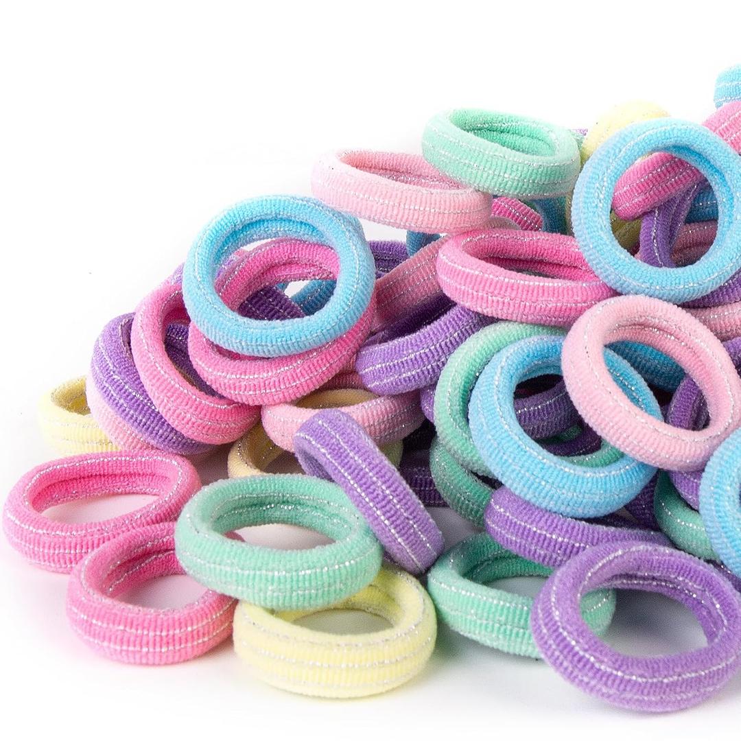 Qarwayoc Mini Hair Ties for Baby Girls, Seamless Kids Girls Hair Ties Bands, Soft Small Baby Ponytail Holders, Toddler Elastic Hair Holders No Damage, 5 Colors (Colorful)