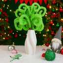 TBD 6Pcs Green Furry Christmas Ornaments Christmas Decorations Christmas Tree Toppers Picks, Green Fuzzy Plush Twigs, Bendable Tree Decor