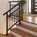 Metty Metal Hand Rails for Outdoor StepsOval Top Rail, HeavyDuty Porch Railing for Villa, Patio, Deck, Balcony, Entrance Steps, Elderly Safety, RustResistant3ft-Black