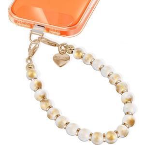 Phone Wrist Strap Detachable Phone Charm Metal Phone Lanyard Wristlet Keychain for Women With Clear Tether Tabs (White)