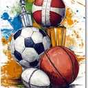 3 x Ball Sports Diamond Art Kits for Adults,Graffiti Sports 5D Diamond Painting Kits for Adults,Full Drill DIY Diamond Dots Gem Art Craft Kit Home Wall Decor 12X16 inch（Baseball Rugby Basketball Football）