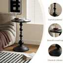 Side Table - Small Round Metal Accent Table for Living Room, Bedroom, Office - Modern Matte Black Pedestal Coffee Table for Small Spaces - 21" Height, Compact Drink Table for Sofa, Corners