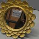 Eorbow 6.5" Vintage Vanity Makeup Desk Mirror, Small Gold Round Mirror for Table, Antique Scallop Edged Wall Mirror Decorative for Living Room Bedroom Dressing Tabletop