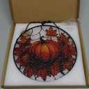 Stained Glass Pumpkin Halloween Window Hanging, Fall Sun Catcher for Autumn Decor, Spooky Pumpkin Suncatchers for Cozy Homes, Cute Pumpkin Wall Hanging SUncatchers for Seasonal Decor (11.8")