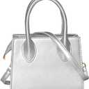 Small Crossbody Tote Bags for Women Faux Leather Cute Clutch Mini Purses and Handbags (Silver)