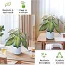 Fake Plants Artificial Caladium Plants Indoor, 15.7 Inch Samll Artificial Plants with Red Leaves, Potted Faux Plants for Desk Shelf Office Room Decoration1Pack