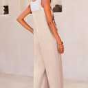 10 x PRETTYGARDEN Overall Jumpsuit For Women 2025 Summer Casual Wide Leg Sleeveless Button Striped Jumpsuits Trendy Outfits (Beige, M)