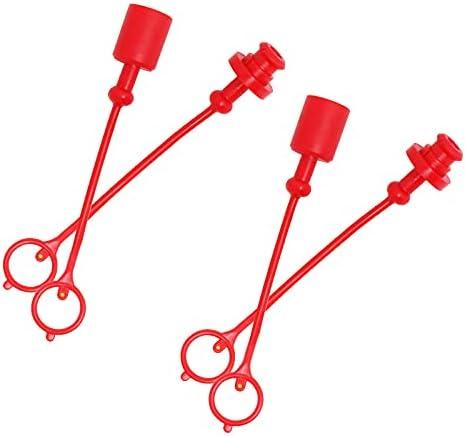 2sets 3/4" Hydraulic Coupler Dust Cap, Male Female Quick Coupler Cover, Hydraulic Quick Disconnects Port Plug Fittings with Retention Ring Keeps Cap Attached to Hose