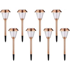 Solar Lights Outdoor - 8 Pack Copper Garden Walkway Lights Solar Powered Waterproof for Garden, Lawn, Yard, Pathway