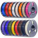 SUNLU PLA+2.0 Filament 1.75mm Bundle, 250g Spool, 16 Rolls, BoneWhite+Midnight+CoffeeBrown+Red+Yellow+OliveGreen+Blue+Orange+Purple+Magenta+Oak+Beige+Transparent Series-Clear+Orange+Red+Blue