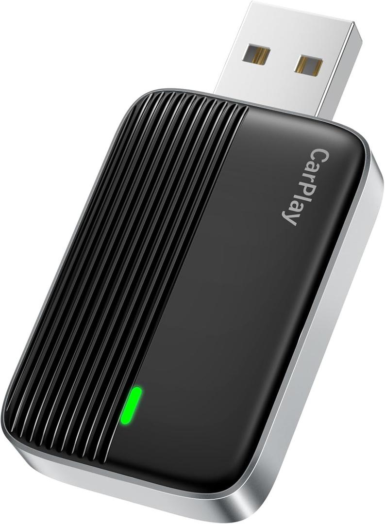 MoKo Wireless CarPlay Adapter for Apple iPhone (2025 Upgraded), Mini Car Play Adapter for iOS 10+ & Cars with Apple CarPlay, Wired Car Play to Wireless, Fast Response Stable Control No Delay (Black/Gray)