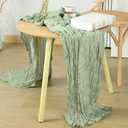 GARENY 6 Pack Sage Green Cheesecloth Table Runner 120 Inch 10 FT Boho Gauze Cheese Cloth Table Runner for Spring Bridal Baby Shower Wedding Birthday Party Holiday Centerpiece for Home Decorations