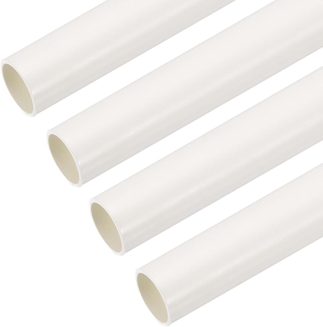 MECCANIXITY PVC Conduit Pipe 0.5m/20" length 16mm OD Cable Ducting White Straight Tube for Home DIY Electrical Wiring Installation, Garden, Farm, Workshop Pack of 4