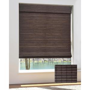 Cordless Bamboo Roman Shades for Windows, Blinds Size (22.5" W 48" H) Colour (BDP-Espresso)