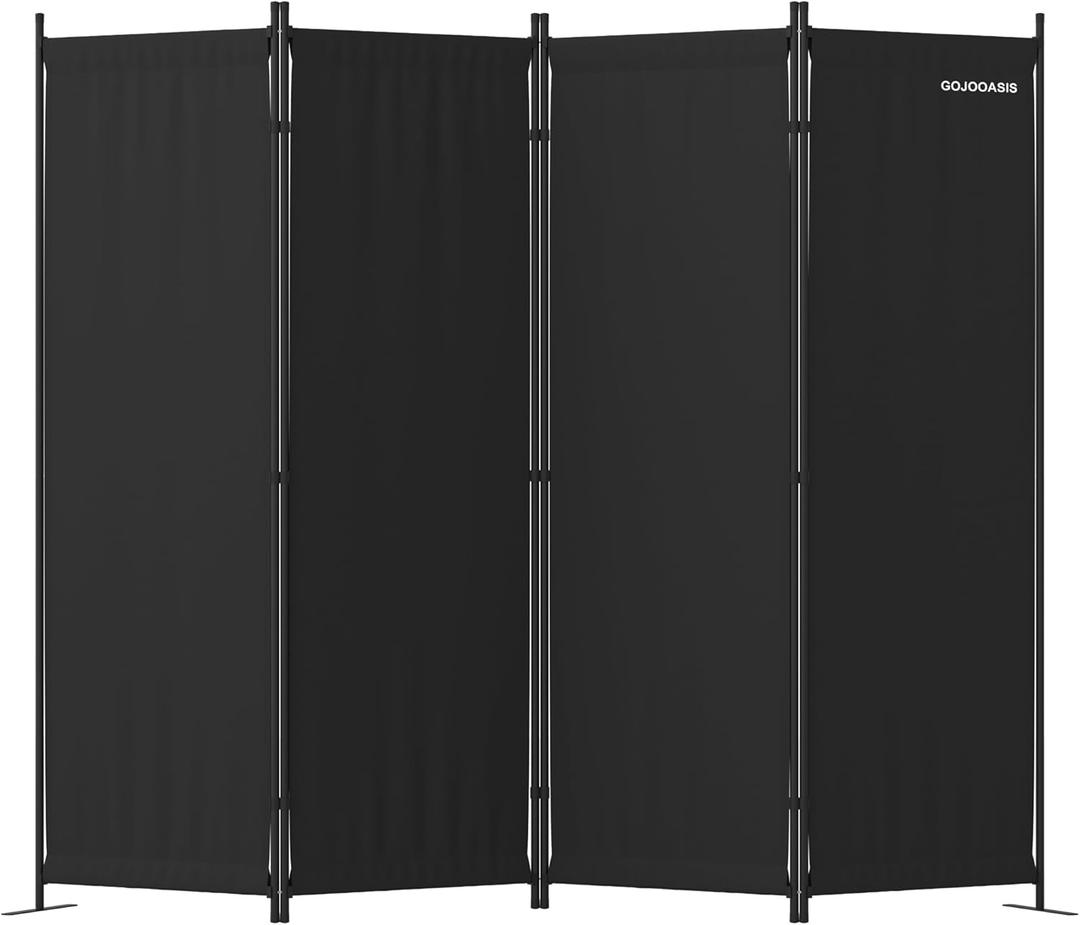 GOJOOASIS 4 Panel Room Divider Folding Privacy Screen Home Office Dorm Decor (Black)