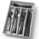20-Piece Black Silverware Set with OrganizerHeavy Duty Stainless Steel Flatware Cutlery Tableware Set for 4Includes 5-Compartment Silverware Tray with IconsBlack Cutlery Set Service for 4