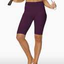 ALONG FIT Women High Waisted Biker Shorts Tummy Control Workout Yoga Shorts with Pockets Athletic Workout Running (Black, L)