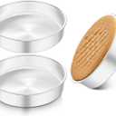 Homikit Round Cake Pan Set of 3, 8 Inch Stainless Steel Layer Cake Tins for Baking, Mirror Finish Bakeware for Wedding Birthday Baby Shower Party, Oven & Dishwasher Safe